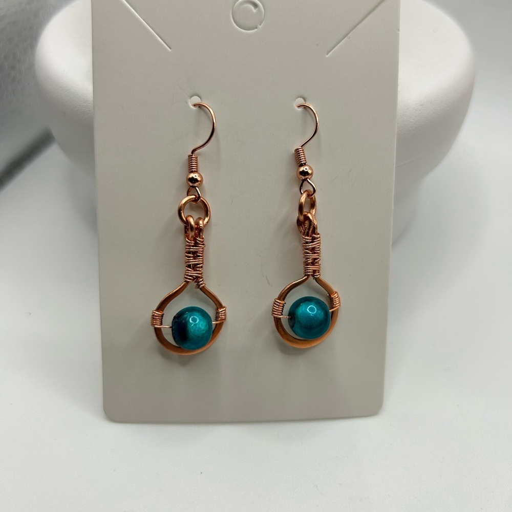 Elegant Copper and Teal Earrings